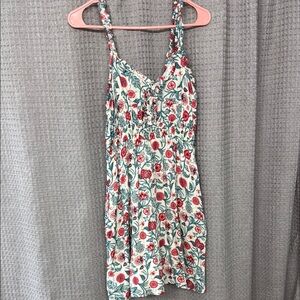 CELINA MOON Floral Mini Dress in Red and Green